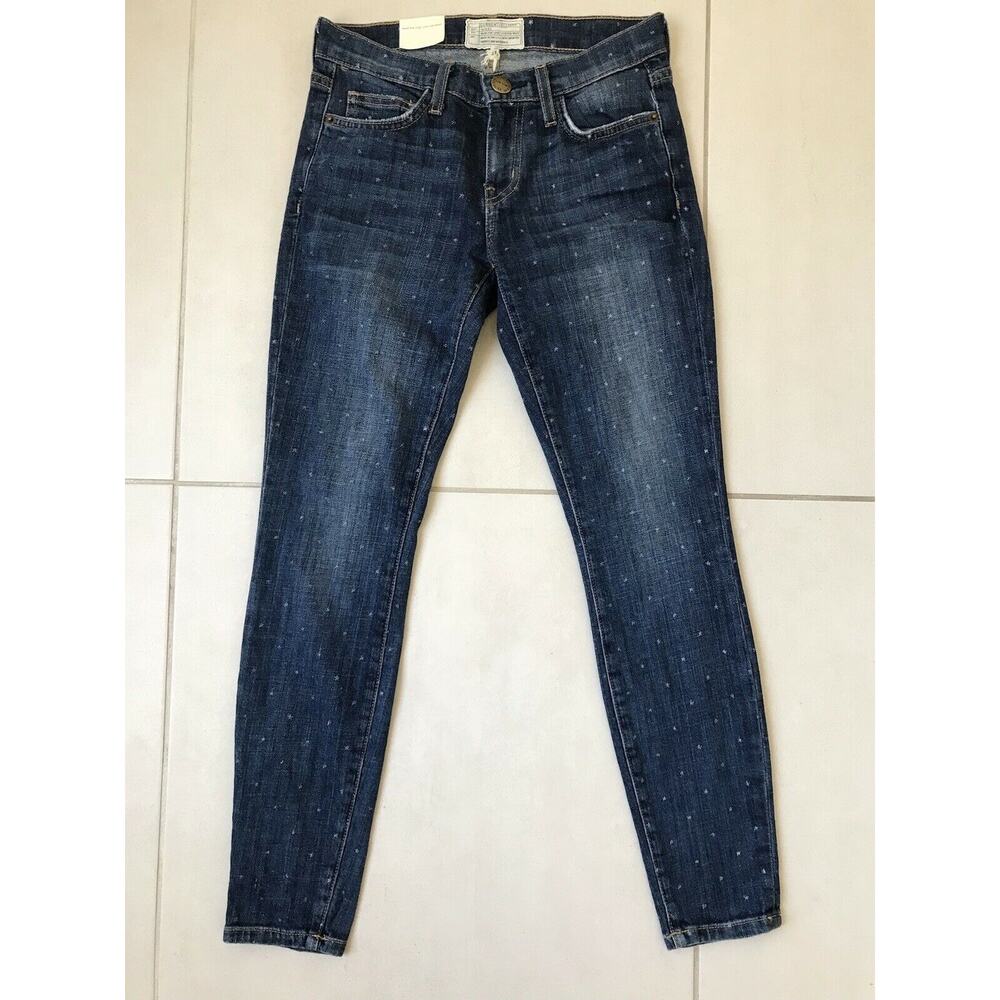 Current/Elliott Stiletto Low Rise Polka Dot Skinny Crop Stretch Jeans